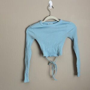 Full Tilt- Light Blue Long Sleeve Crop Top size small